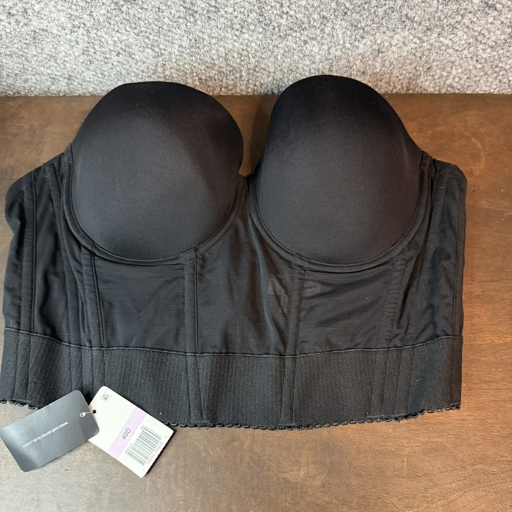 Wacoal Bra 40D NWT Red Carpet Strapless Longline Bustier Bra Black